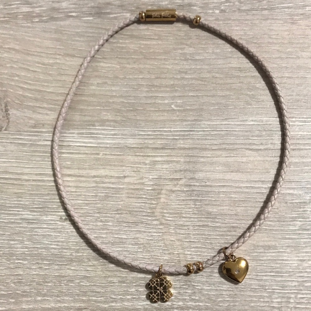 Folli Follie Leather & Gold Tone Charms Necklace with Delicate Chain